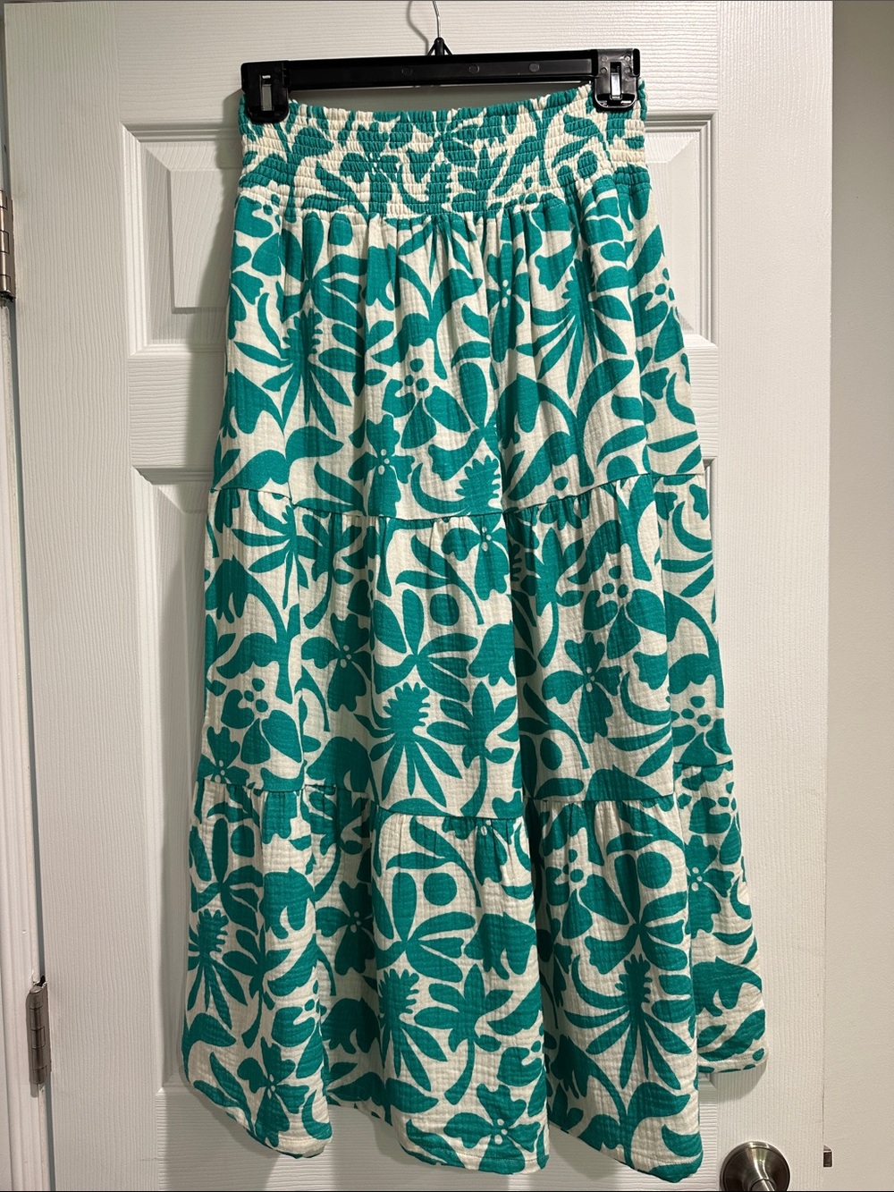 Marine Layer Teal & White Tiered Maxi Skirt